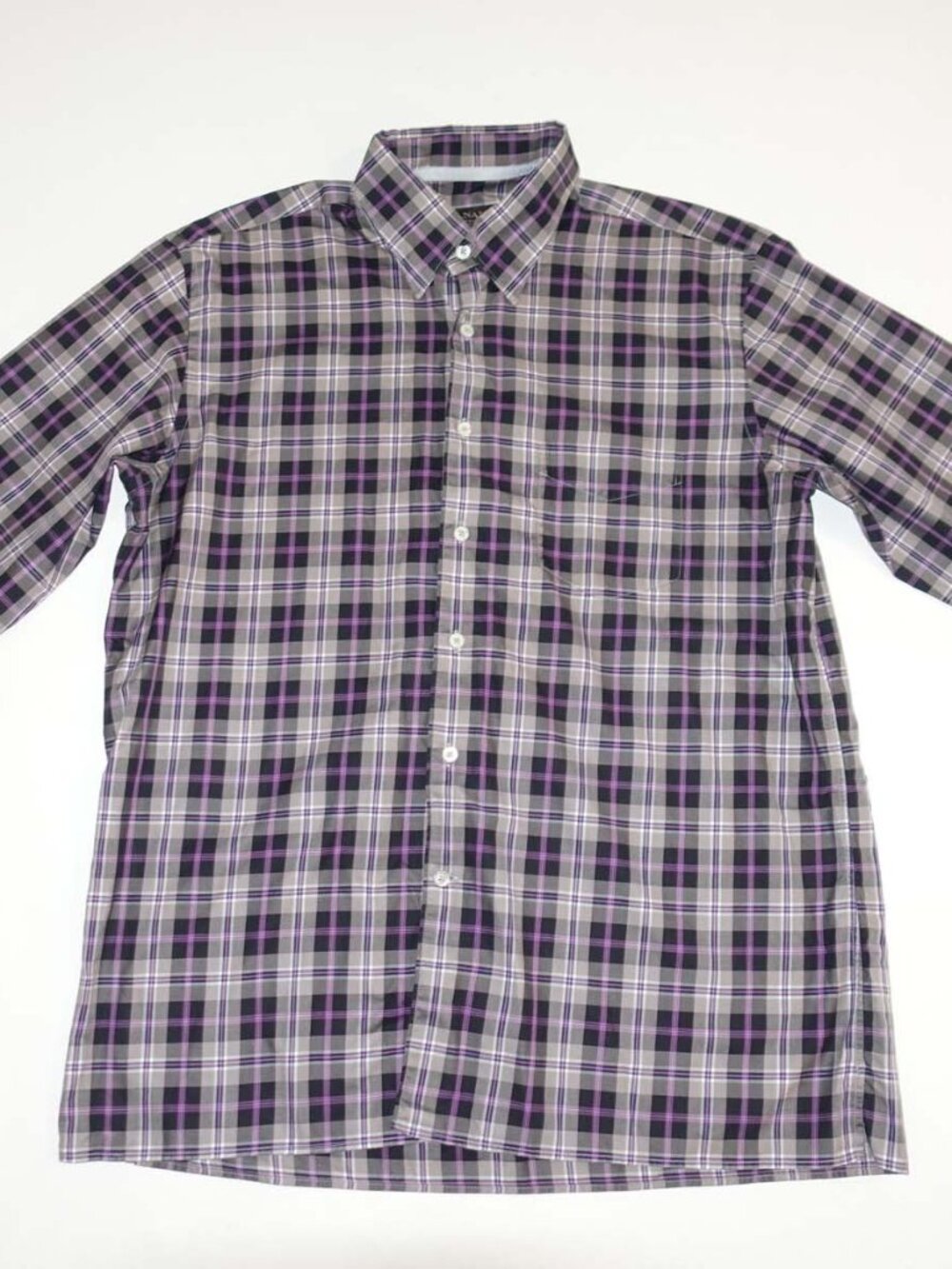 Canali Men's Plaid Button Down Shirt Size XL Gray Purple Long Sleeves Italy Made